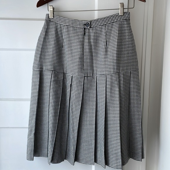 Vintage Herringbone Wool Blend Pleated Bottom Wednesday Addams Academia Side Zip - Picture 4 of 10